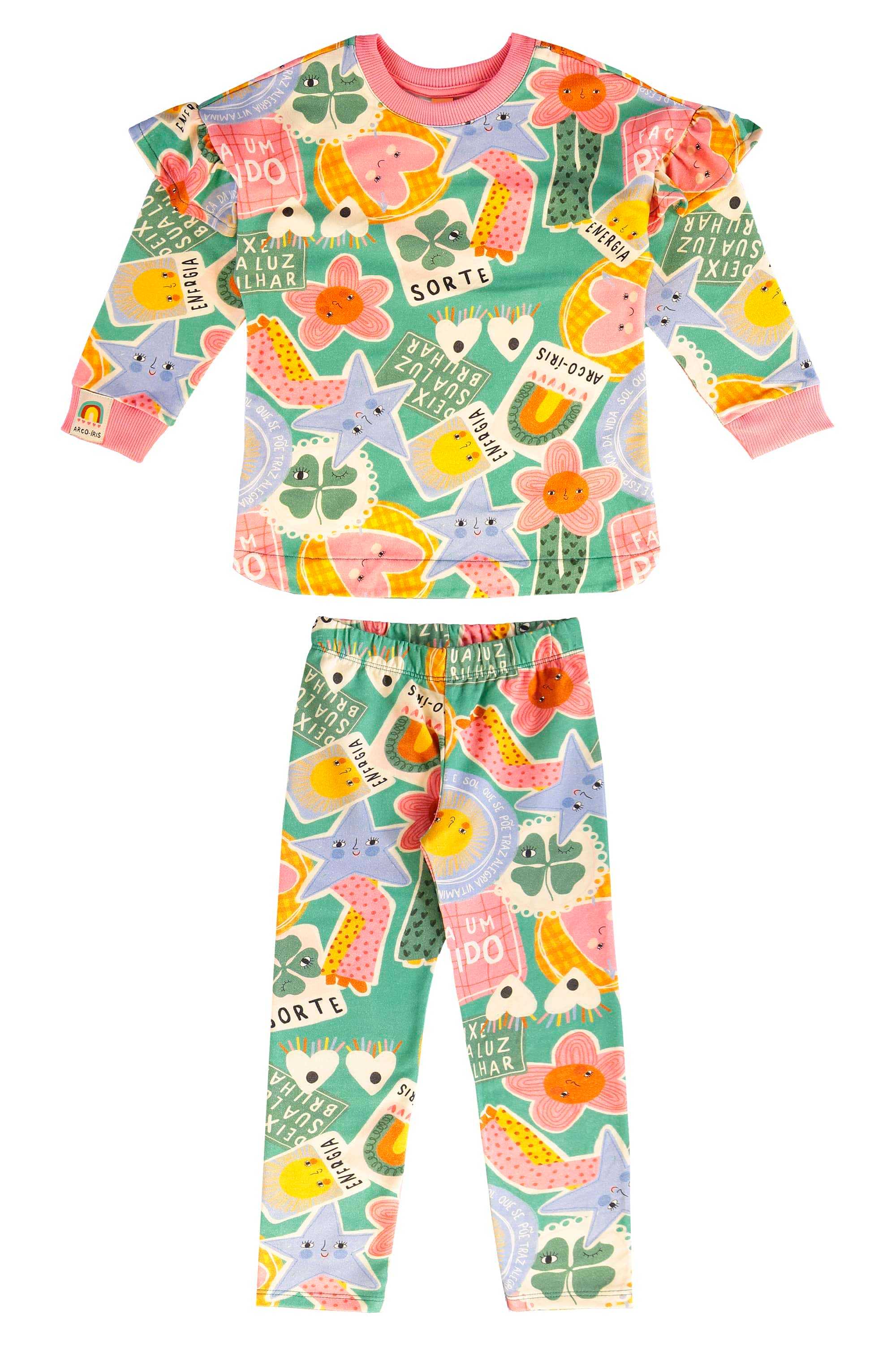 Conjunto Infantil Energia Boa com Blusão e Calça Legging (Verde) Três e Já - Imagem 23